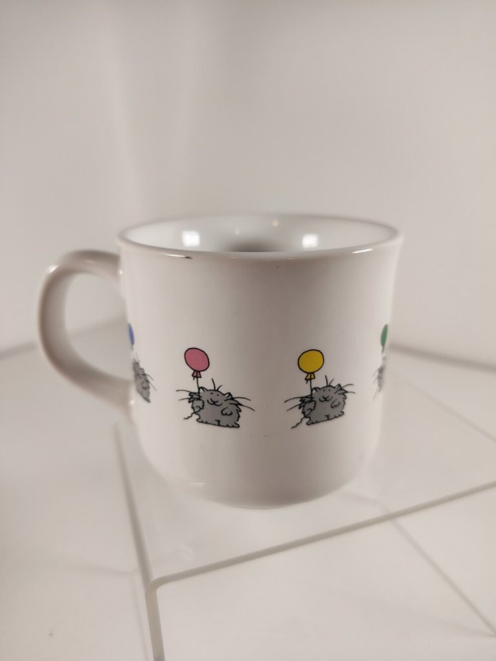 Sandra Boynton Recycled Paper Products Cat w Balloons Coffee Mug rainbow balloon